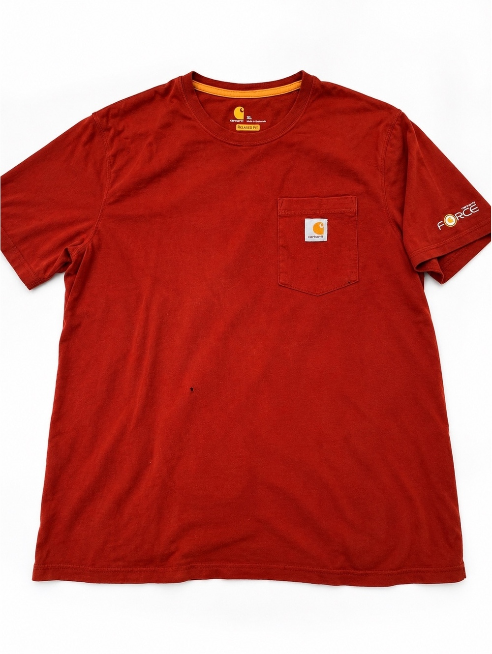 Carhartt Force Rust Red Pocket T-Shirt XL Relaxed Fit — Flawed